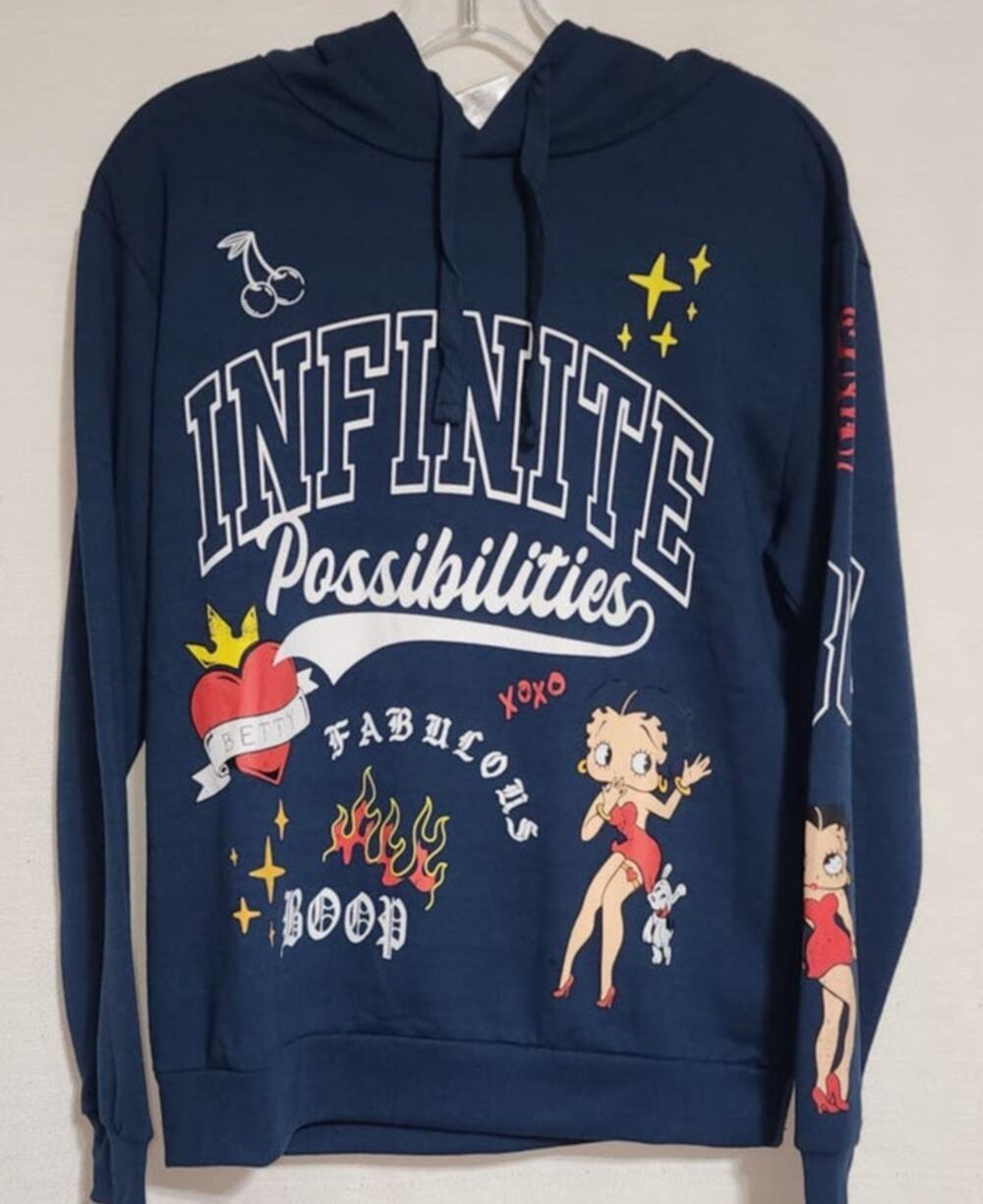 Betty boop blue hoodie size large women's